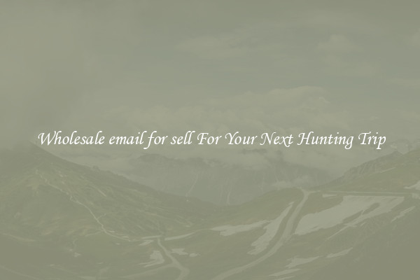 Wholesale email for sell For Your Next Hunting Trip