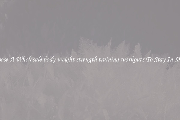 Choose A Wholesale body weight strength training workouts To Stay In Shape