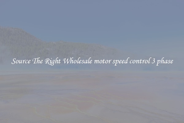 Source The Right Wholesale motor speed control 3 phase